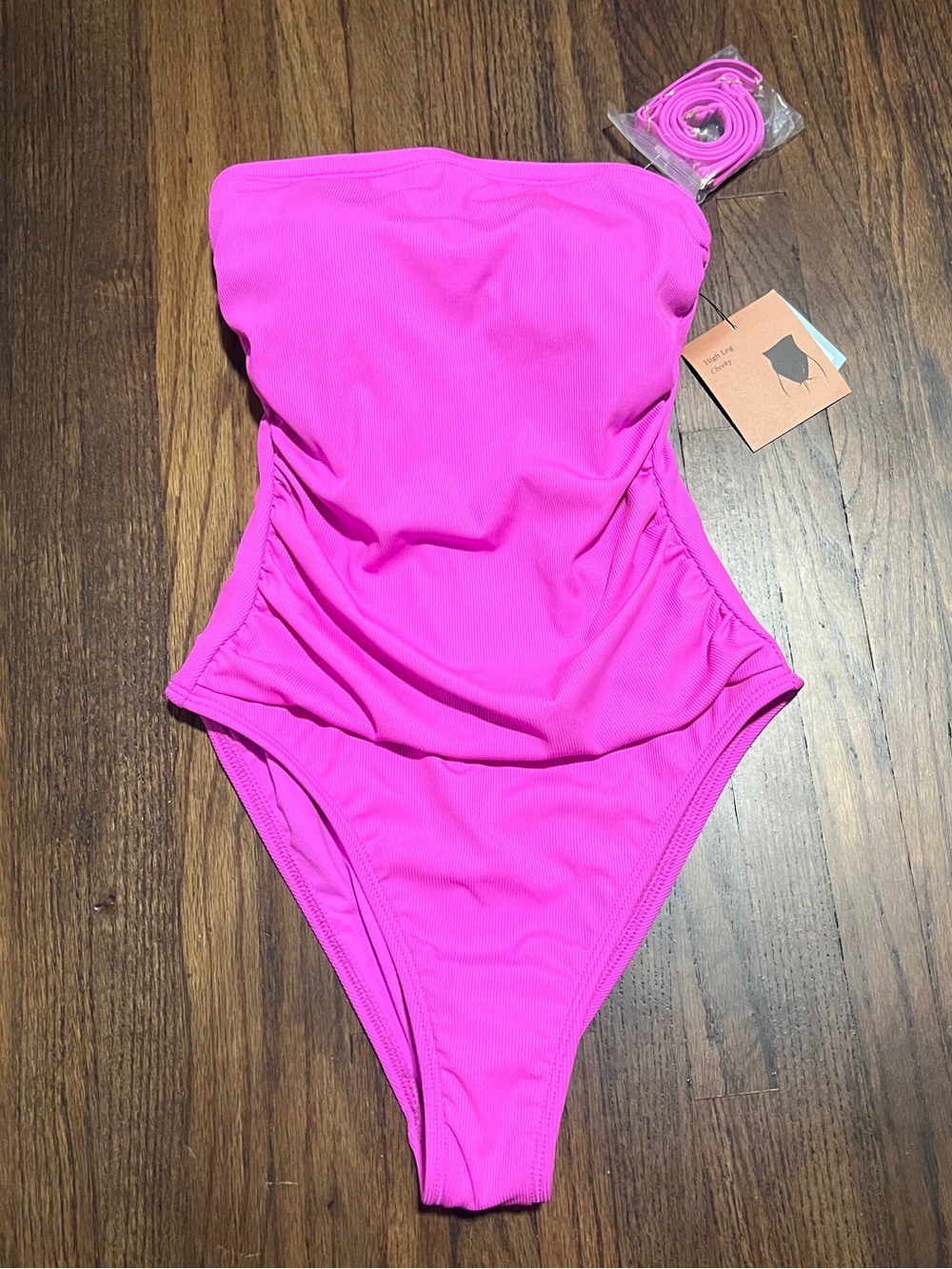 NWT Shade & Shore Strapless Ribbed
Cheeky One Piece Swimsuit Pink Purple